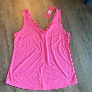 NWT Lilly Pulitzer Gigi Ruffle Top Size Large in Havana Pink